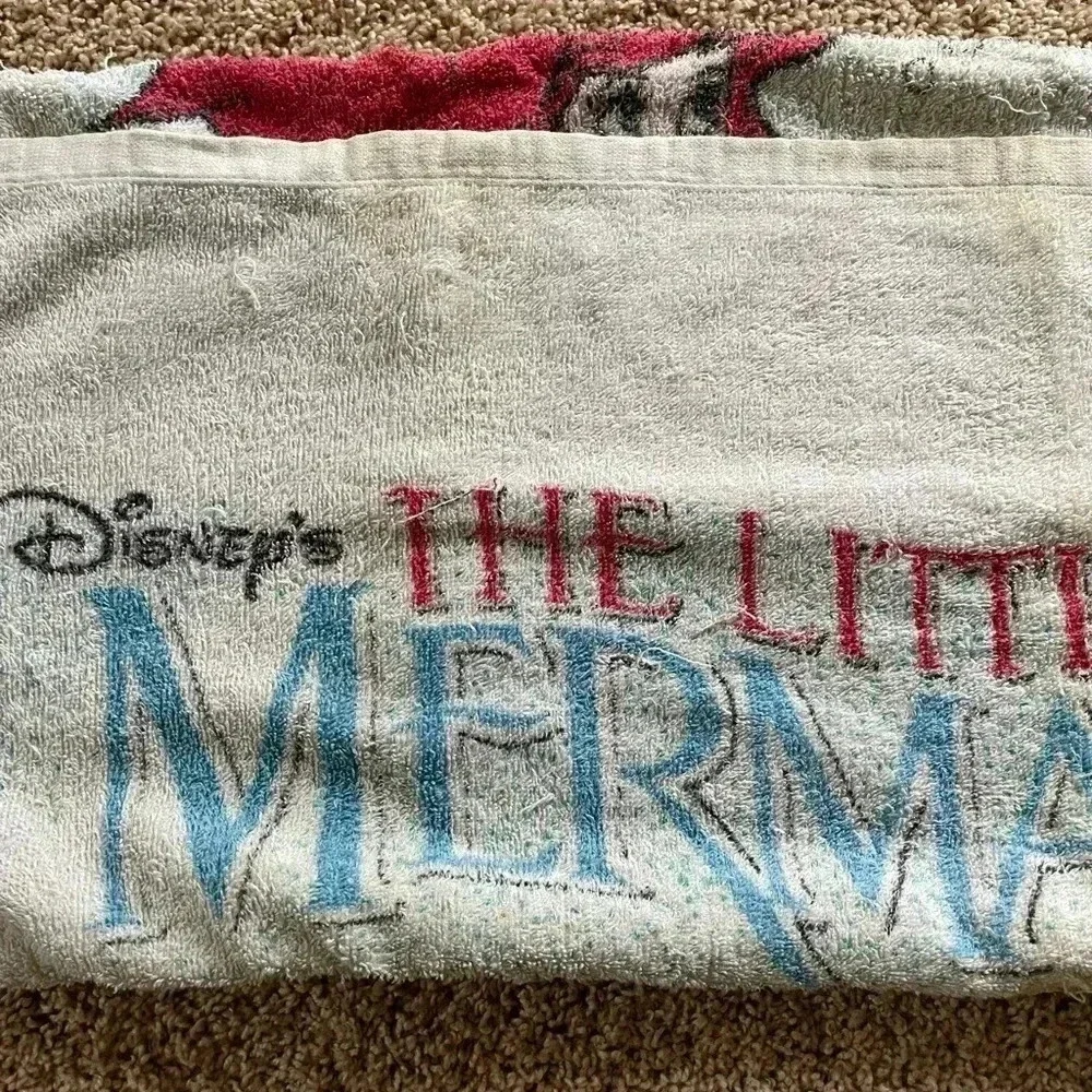 Disney The Little Mermaid Vintage 90’s Beach Towel 52” x 27.5” Ariel Sebastian